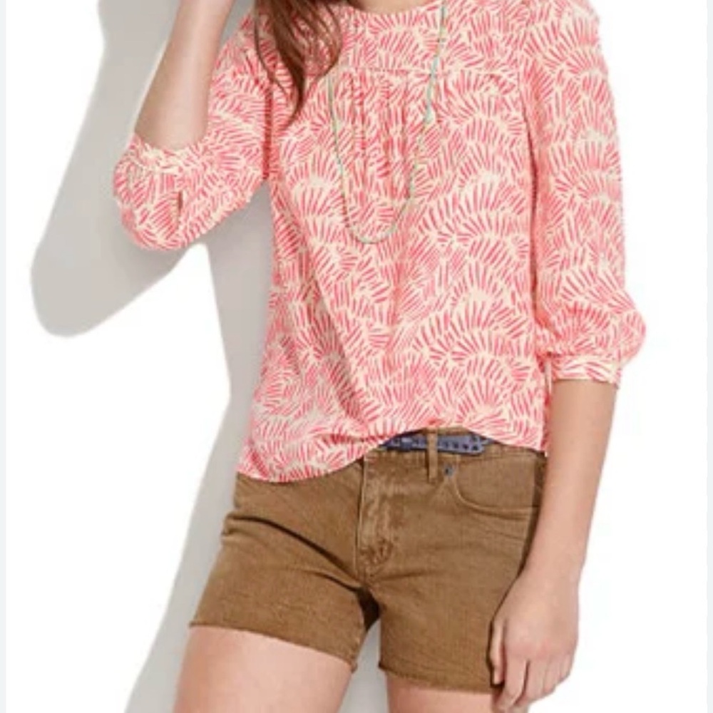 Madewell/J. Crew Pink Patterned Silk Blouse